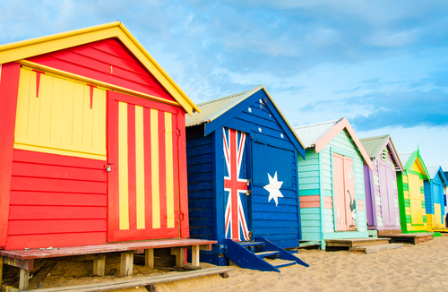 Iconic colourful Bayside beach huts