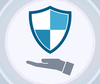 A hand under a shield representing ASD Essential 8 security controls 
