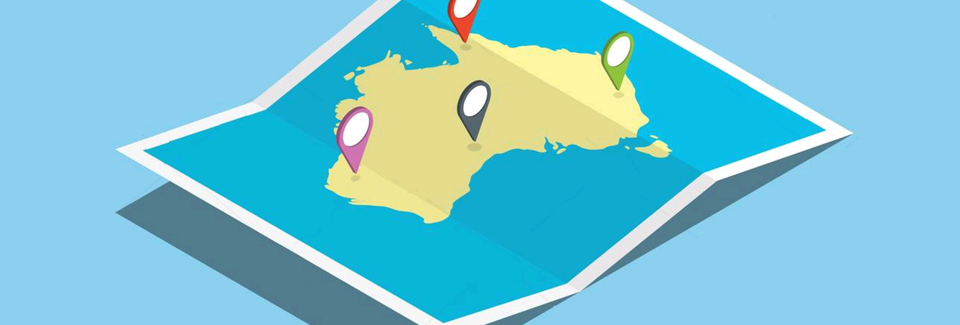 A map of Australia with pinned locations displaying the remote areas we deliver IT security services to