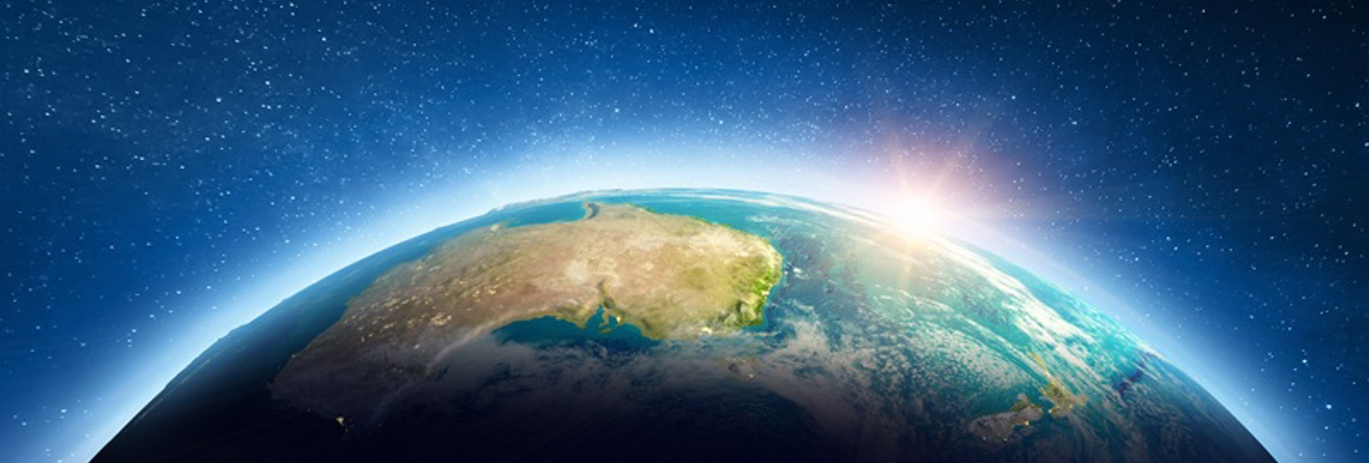 A satellite view of stars and a section of the Earth highlighting Australia, symbolising the remote areas where Kaon delivers IT and cybersecurity service