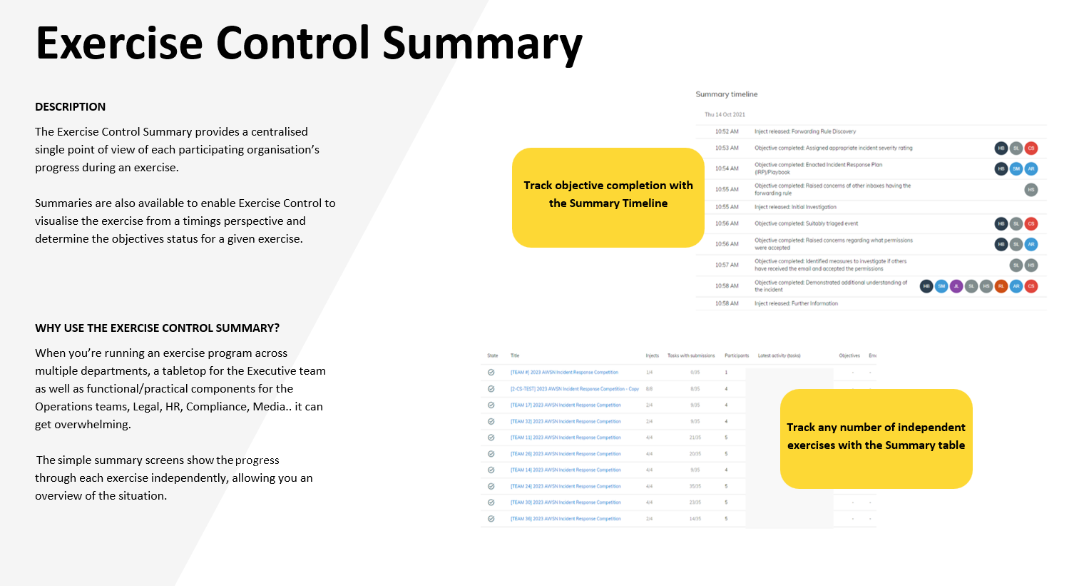 Incident Response Simulation - Exercise Control Summary